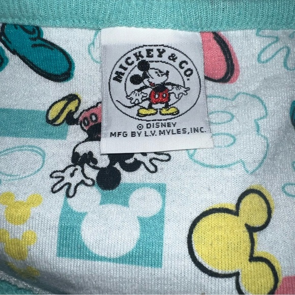 Vtg Disney Mickey & Co. Teal Mickey Mouse waffle knit sleep short * m/lg* - Picture 3 of 4